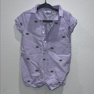 Janie and Jack Lavender Romper with Turtle Design